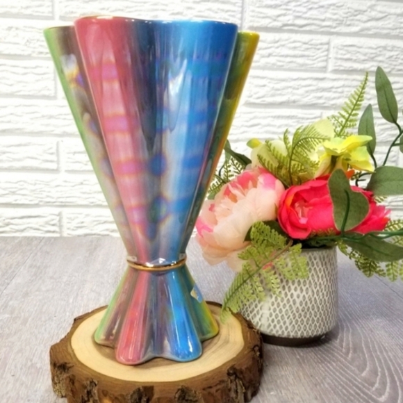 ๐HP๐Stunning Italian rainbow luster glaze vase๐ - Picture 5 of 16